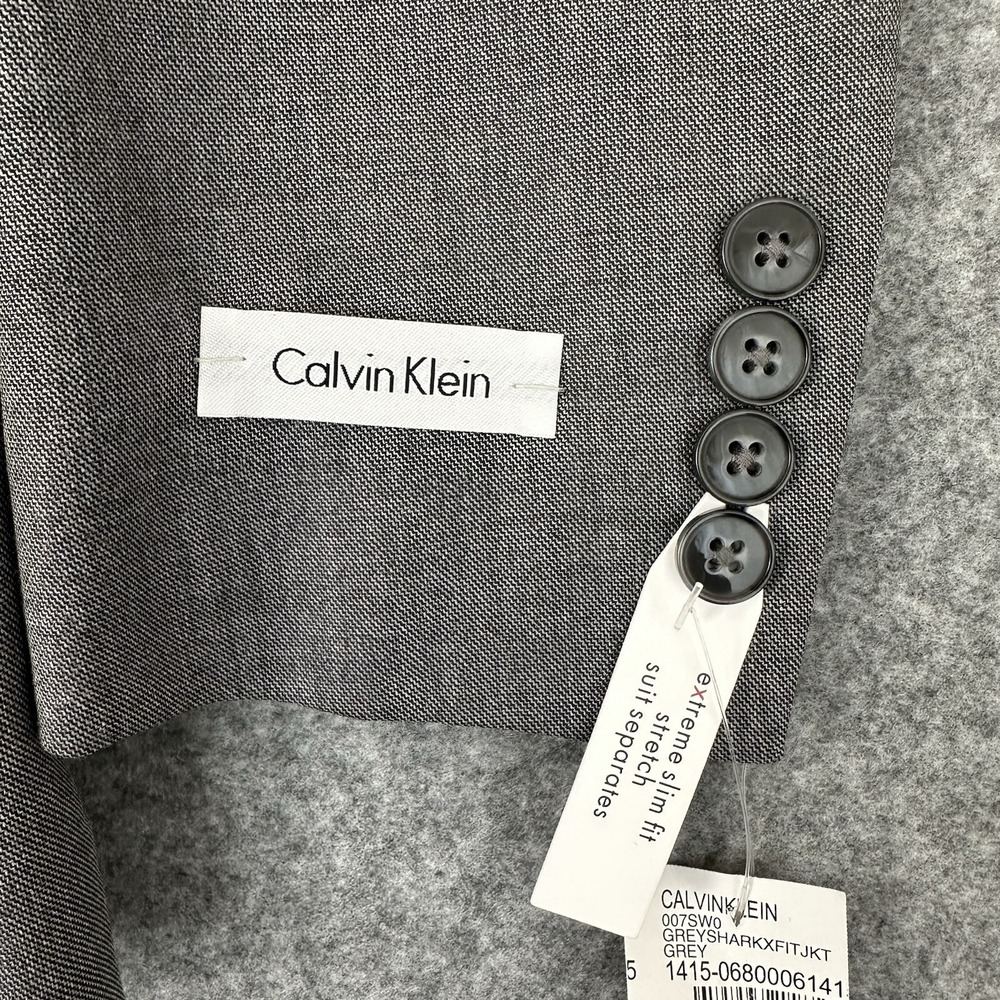 $350 Calvin Klein Extreme Slim Fit Stretch Blazer Men 36R Shark Suit Jacket Gray - Picture 3 of 6